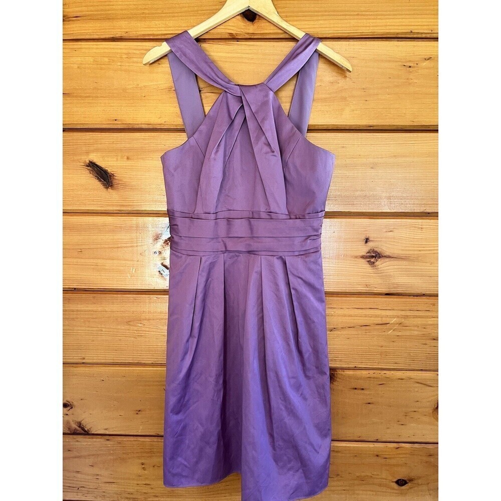 David's Bridal Dress Halter Y Neck Pleat Gown Bodice Size 8 Purple/Lavender